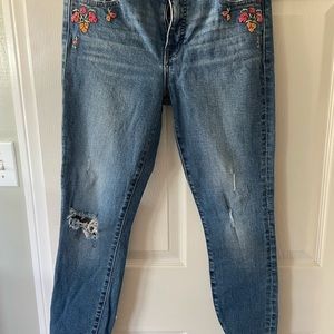 Lucky Brand crop skinny jeans with embroidery